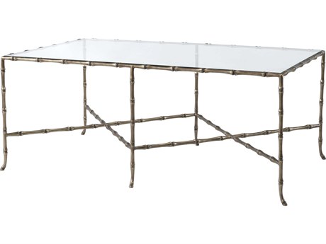 Theodore Alexander Rectangular Glass Brass Coffee Table
