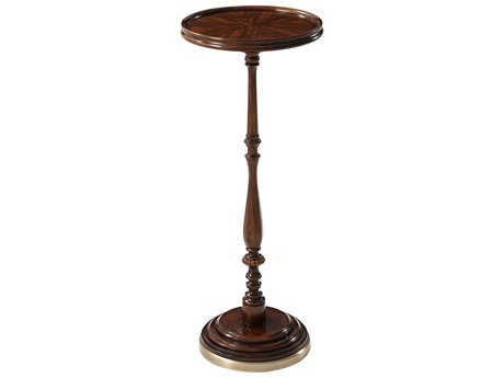 Theodore Alexander Althorp Living History Round Wood Flame Figured Veneer Mahogany End Table