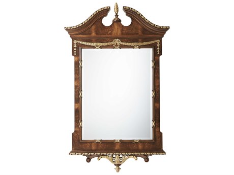 Theodore Alexander Flame Figured Veneer / Mahogany Wall Mirror