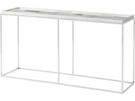 Theodore Alexander Biscayne Rectangular Faux Horn Polished Stainless Steel Console Table