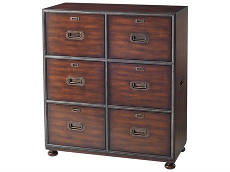 Theodore Alexander Campaign Acacia Brass File Cabinet