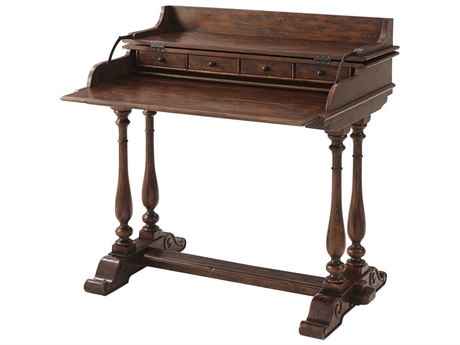 Theodore Alexander Castle Bromwich Mahogany Brown Wood Secretary Desk