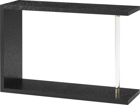 Theodore Alexander Modern Classic Rectangular Wood Tamo Ash Veneer Optical Glass Polished Brass Console Table