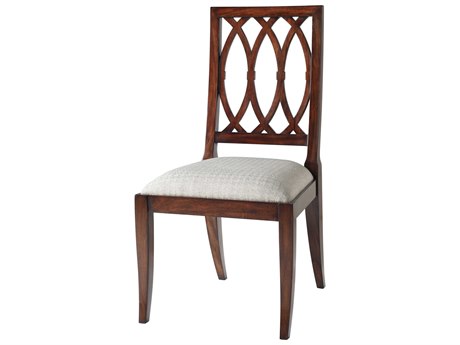 Theodore Alexander Modern Classic Mahogany Wood Brown Upholstered Side Dining Chair