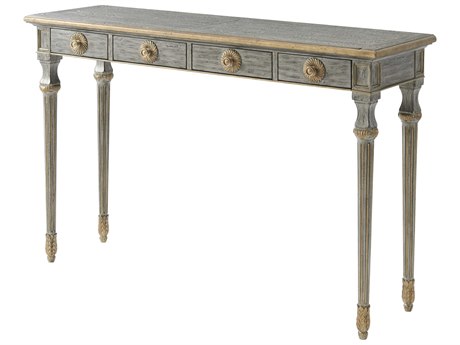 Theodore Alexander Classic Yet Casual Rectangular Wood Country House Grey Gilt Console Table