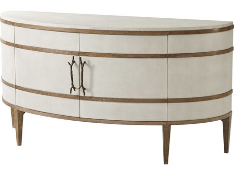 Theodore Alexander Corallo 65" Oak Wood Figured Ofram Veneer Embossed Leather Sideboard
