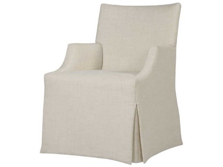 Theodore Alexander Maple Wood Beige Upholstered Arm Dining Chair