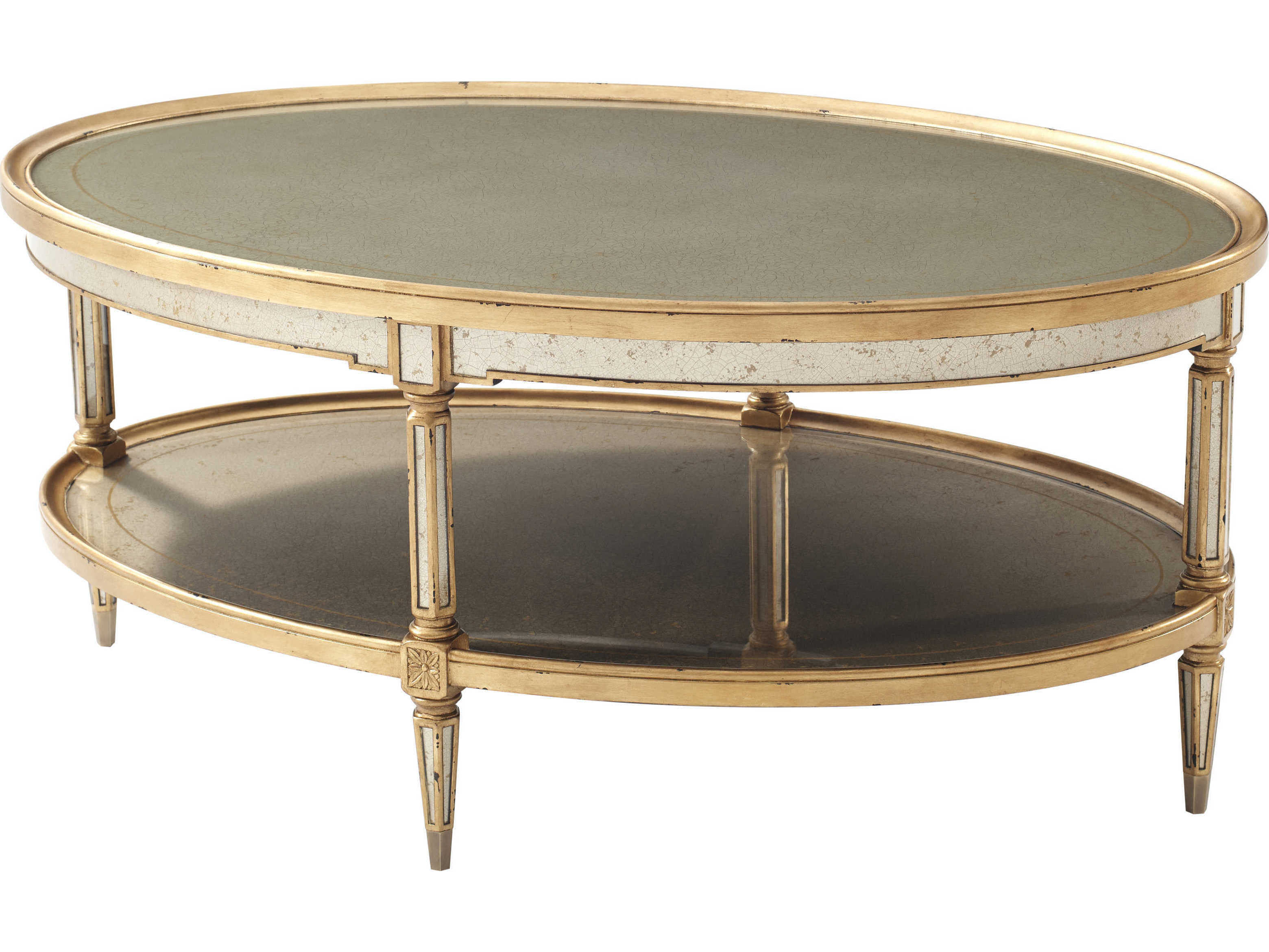 Theodore Alexander Acacia Glass Brass 48 Wide Oval Coffee Table Tal5152005