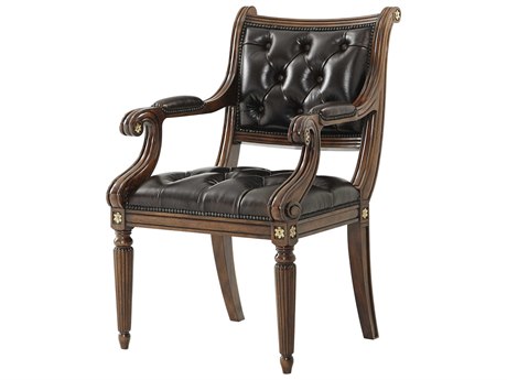 Theodore Alexander Essential Brown Leather Accent Chair