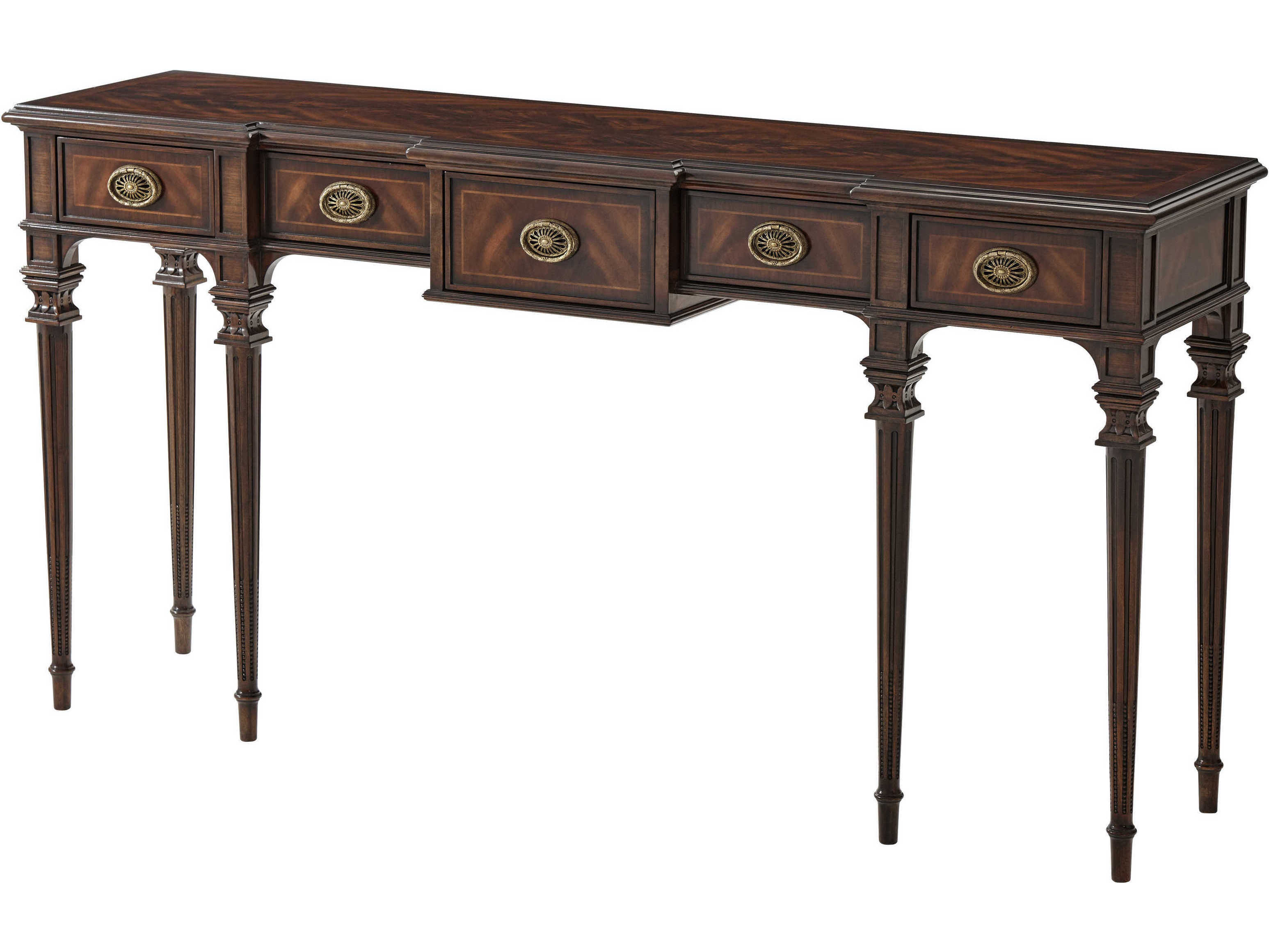 Theodore Alexander Flame Figured Veneer / Mahogany Brass 65'' Wide