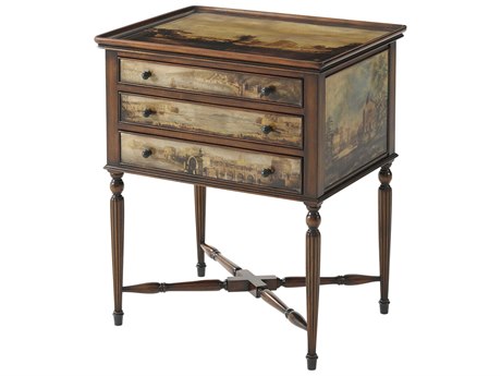 Theodore Alexander Essential Rectangular Wood Acacia Decoupage End Table