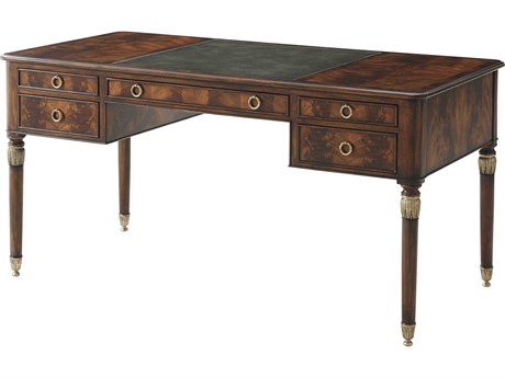 Theodore Alexander Essential Brown Mahogany Wood Secretary Desk
