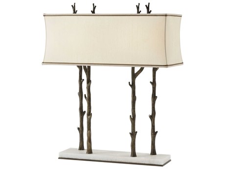 Theodore Alexander Brass White Marble Table Lamp