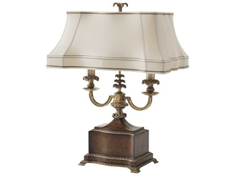 Theodore Alexander Pollard Burl Veneer Brass Brown Buffet Lamp