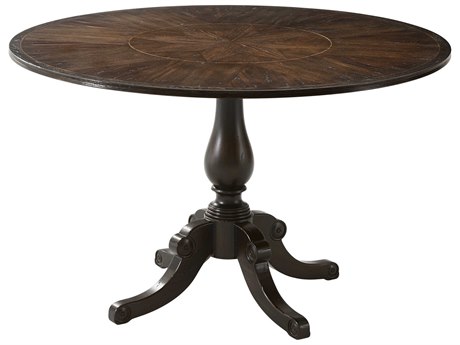 Theodore Alexander Marst Hill Round Wood Mahogany Oak Acacia Veneer Dining Table