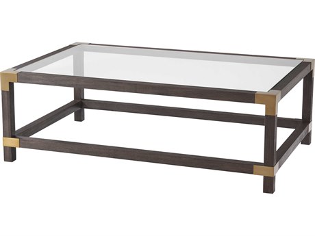 Theodore Alexander Ta Studio No. 1 Rectangular Glass Cardamon Lati Brushed Brass Coffee Table