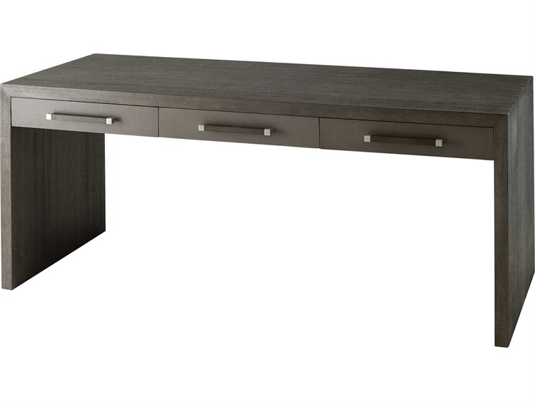 Theodore Alexander Anise Lati With Eclipse Grey Leather Brushed Stainless Steel Secretary Desk