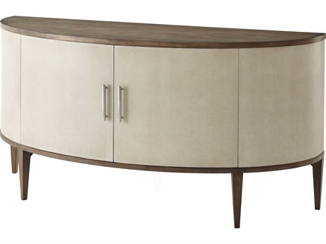 Theodore Alexander Ta Studio No. 2 65" Beech Wood Mangrove Primavera With Overcast White Leather & Brushed Stainless Steel Sideboard