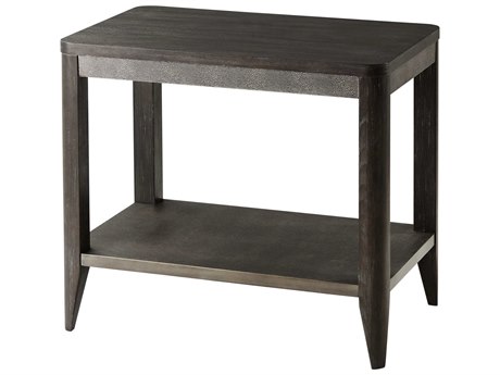 Theodore Alexander Ta Studio No. 2 Rectangular Wood Rowan Primavera With Tempest Grey Leather & Brushed Brass End Table