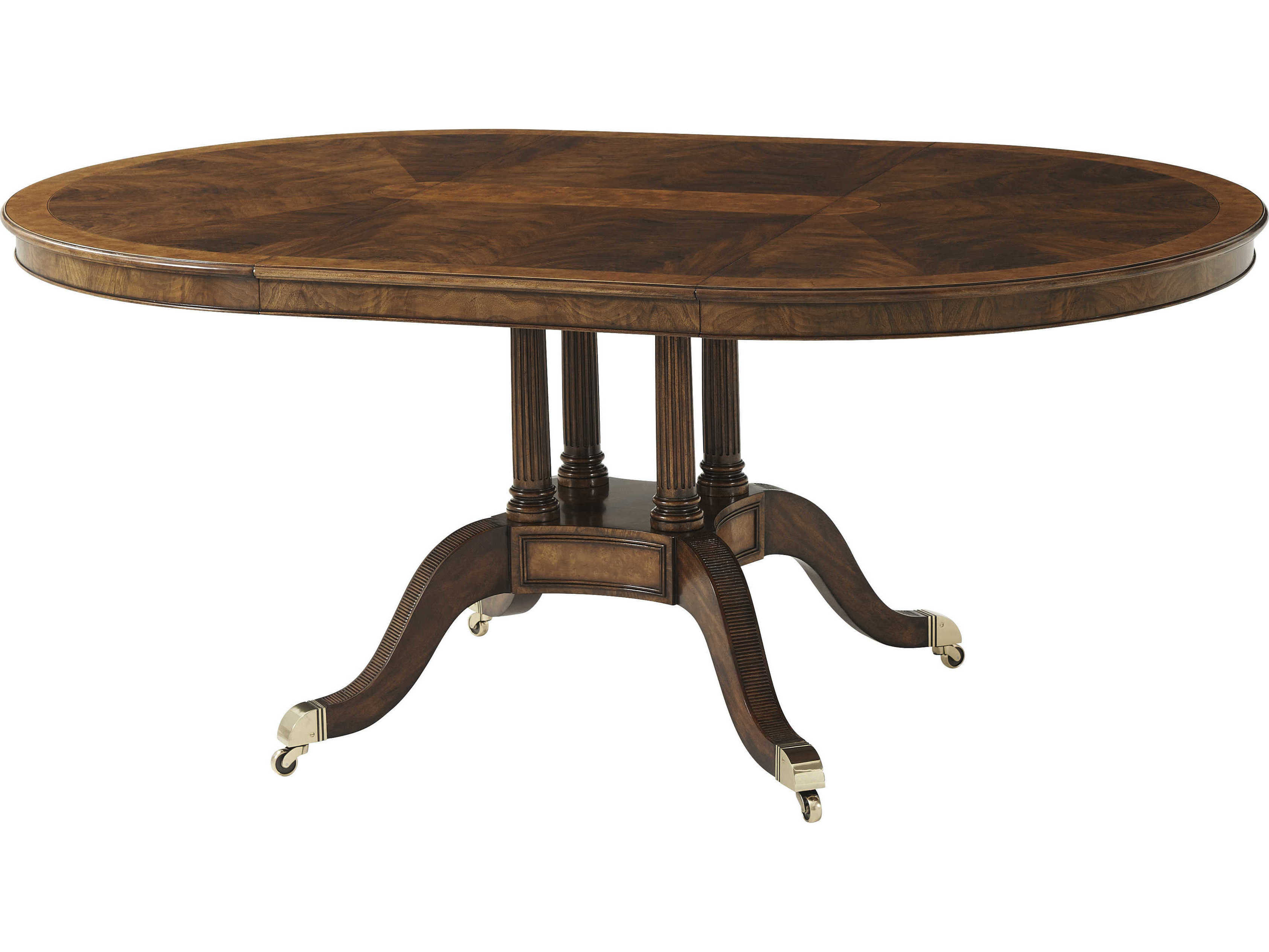 Theodore Alexander Walnut Veneer / Mahogany 72'' Wide Oval Dining Table