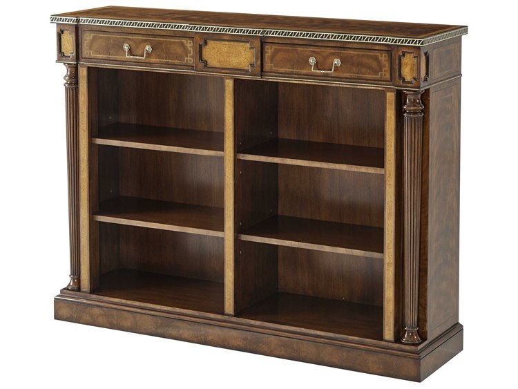 Theodore Alexander Walnut Veneer Mahogany Yew Burl Bookcase