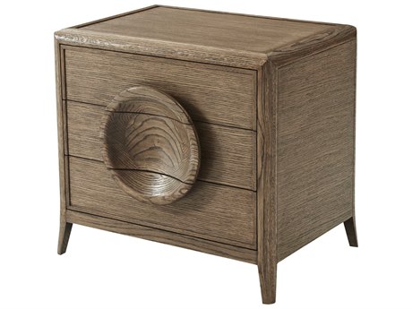 Theodore Alexander The Michael Berman 3-Drawers Brown Oak Wood Nightstand