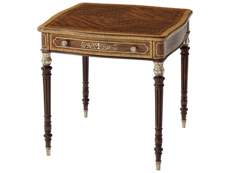 Theodore Alexander The Stephen Church Square Wood Mahogany Figured Etimoe Veneer Movingue End Table