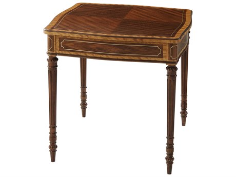 Theodore Alexander The Stephen Church Square Wood Mahogany Figured Etimoe Veneer Movingue End Table