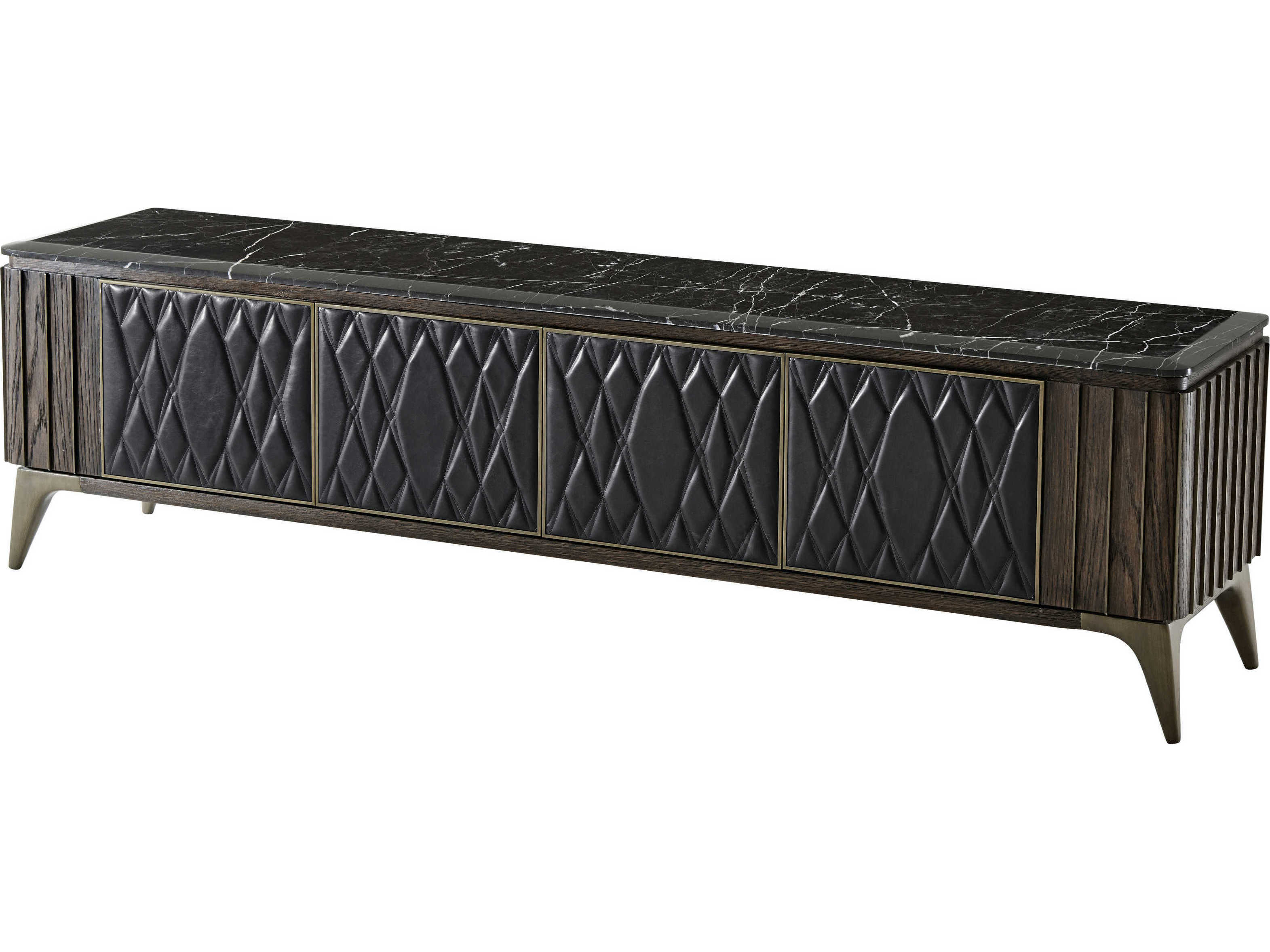 Theodore Alexander Oak / Marble Leather TV Stand TALSLD620010AOD
