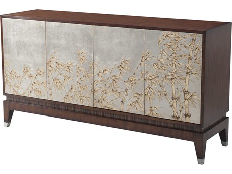 Theodore Alexander Vanucci Eclectics 67" Hyedua Veneer Canvas Stainless Steel Sideboard