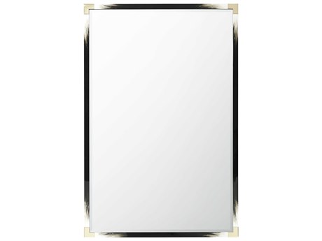 Theodore Alexander Black Lacquered / Faux Horn Brass Floor Mirror