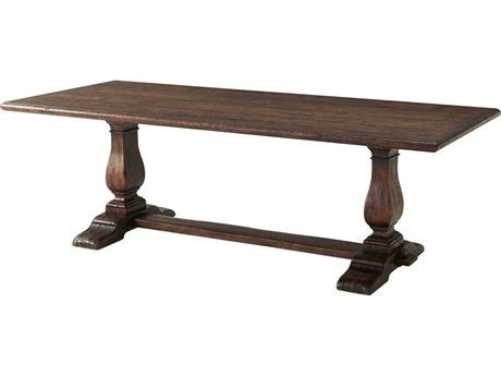 Theodore Alexander Victory Oak Rectangular Wood Veneer Mahogany Dining Table