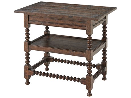 Theodore Alexander Victory Oak Rectangular Wood Mahogany Reclaimed Veneer End Table
