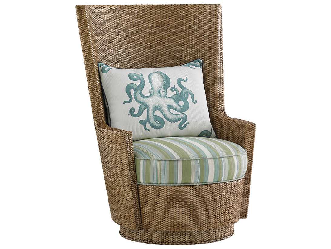 Tommy Bahama Twin Palms Lago Mar Loose Back Rattan Swivel Chair TO194711SW
