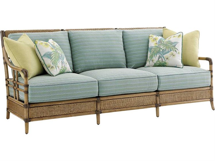 Tommy Bahama Twin Palms Seagate Loose Back Rattan Sofa TO184533
