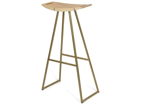 Tronk Design Maple Wood Brassy Gold Bar Stool