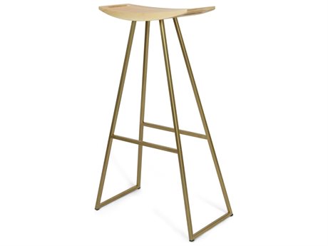 Tronk Design Maple Wood Brassy Gold Bar Stool
