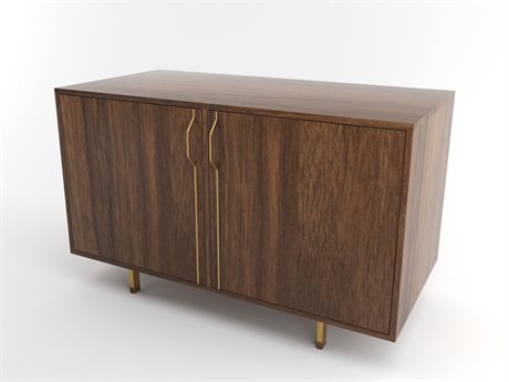 Tronk Design Chapman Storage Collection 47" Walnut Wood Brassy Gold Sideboard