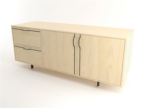 Tronk Design Chapman Storage Collection 70" Maple Wood Black Credenza Sideboard