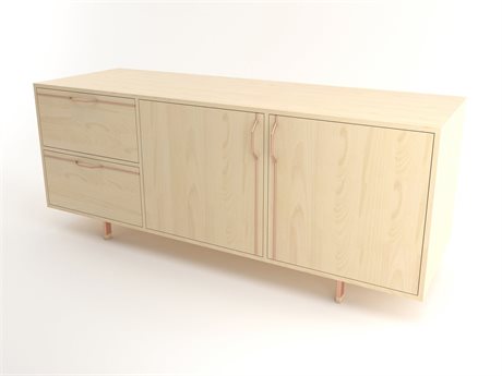 Tronk Design Chapman Storage Collection 70" Maple Wood Rose Copper Credenza Sideboard