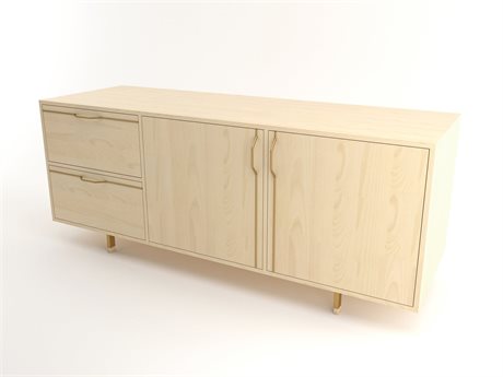 Tronk Design Chapman Storage Collection 70" Maple Wood Brassy Gold Credenza Sideboard