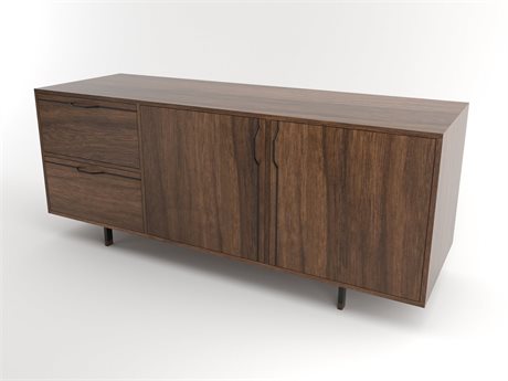 Tronk Design Chapman Storage Collection 70" Walnut Wood Black Credenza Sideboard