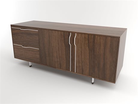 Tronk Design Chapman Storage Collection 70" Walnut Wood White Credenza Sideboard