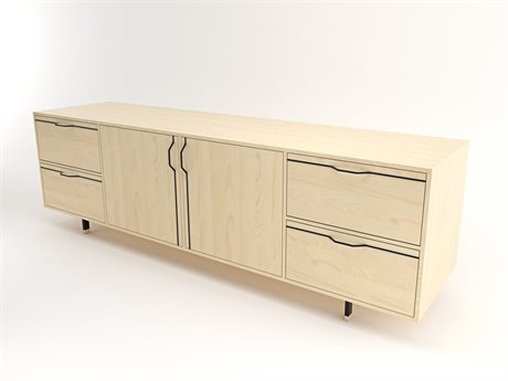 Tronk Design Chapman Storage Collection 94" Maple Wood Black Credenza Sideboard