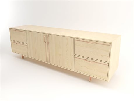 Tronk Design Chapman Storage Collection 94" Maple Wood Rose Copper Credenza Sideboard