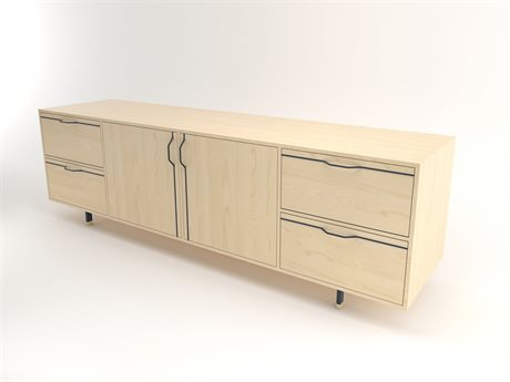 Tronk Design Chapman Storage Collection 94" Maple Wood Navy Credenza Sideboard