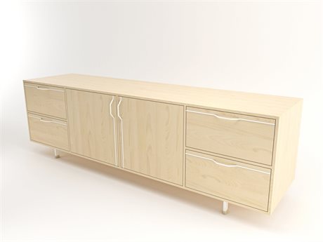 Tronk Design Chapman Storage Collection 94" Maple Wood White Credenza Sideboard