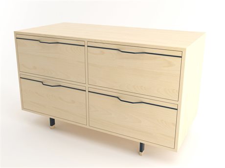 Tronk Design Chapman Small Storage 4-Drawers Blue Maple Wood Double Dresser