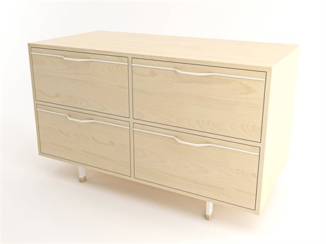 Tronk Design Chapman Small Storage 4-Drawers Beige Maple Wood Double Dresser
