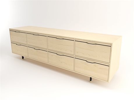 Tronk Design Chapman Storage Long 8-Drawers Beige Maple Wood Double Dresser